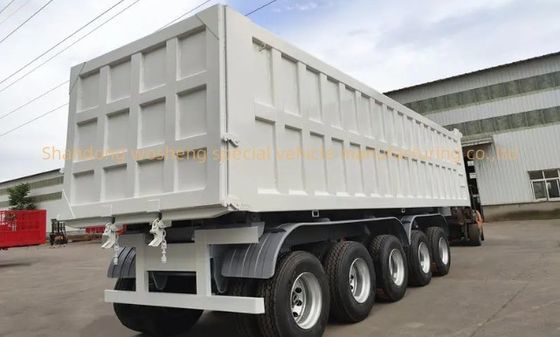 5 eixos hidráulico traseiro de descarga de semi-reboque End Tipper com Q345B / T700 aço viga principal