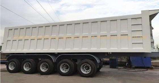 5 eixos hidráulico traseiro de descarga de semi-reboque End Tipper com Q345B / T700 aço viga principal