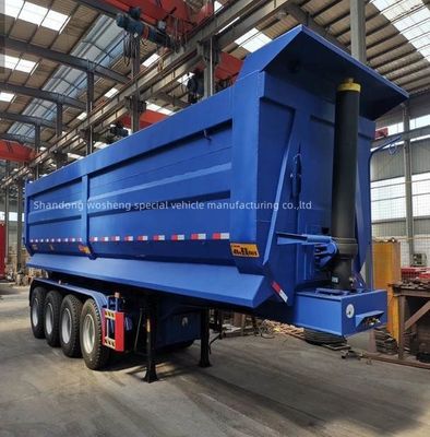 Wosheng 3 eixos 4 eixos Semi-reboque 60 toneladas Rear Dump cilindro hidráulico Tipper caminhão reboque