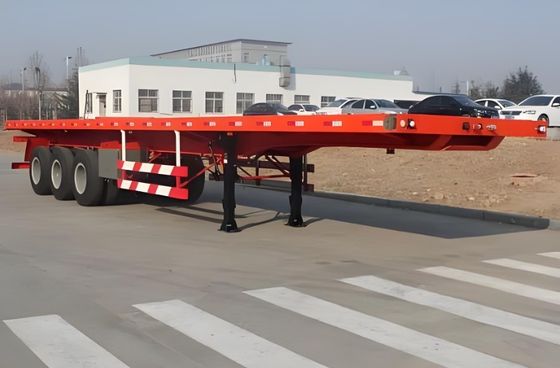 Container de transferência plano multifuncional Semi-reboque de cama plana com especificações de pneus triangulares
