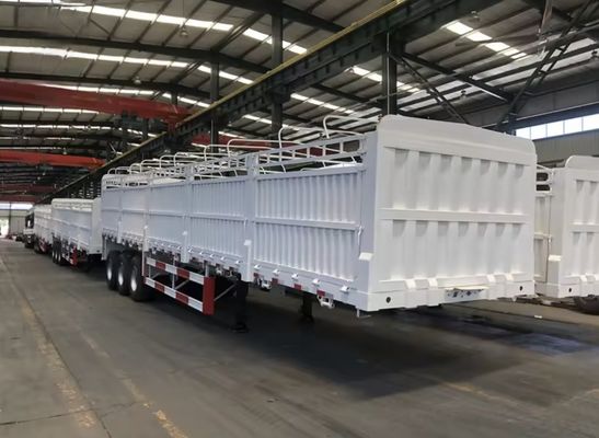 Transporte de camiões de parede lateral de 3 eixos, semi-reboque de aço de 13 m com suspensão mecânica