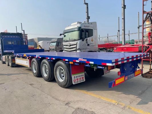 60T 3/4 eixos Container de transferência de aço Flatdeck Truck Trailer para carga de alta capacidade