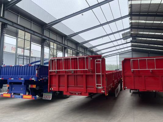 Semi-reboque de suspensão mecânica Reboque de caminhão de parede lateral com pneus 12.00R22.5