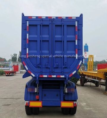 Q345B / T700 Ferro Trava principal 3 eixos azul hidráulico traseiro semi-reboque para Wosheng