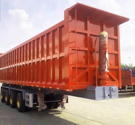 4 eixos caminhão hidráulico traseiro de despejo de descarga semi-reboque para transporte de pedras pesadas
