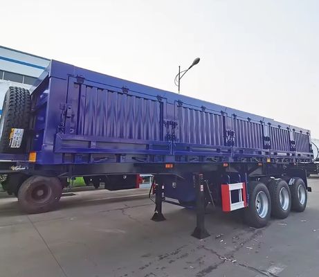 Semi-reboque de descarga lateral de elevação hidráulica de três eixos com carga útil máxima de 30-100T