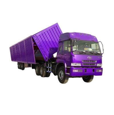 Trilha de aço Tri 3 eixos 50 toneladas caminhão de descarga lateral semi-reboque para transporte de grãos de areia e pedra