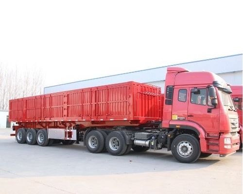 Wosheng Tri-Axle Side Dump Trailer com elevador hidráulico e dimensões 13000*2550*2900mm