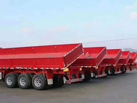 Wosheng Tri-Axle Side Dump Trailer com elevador hidráulico e dimensões 13000*2550*2900mm