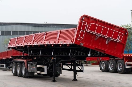 Venda direta Tri-Axle elevador hidráulico lateral tipper lado dump semi-reboque com design