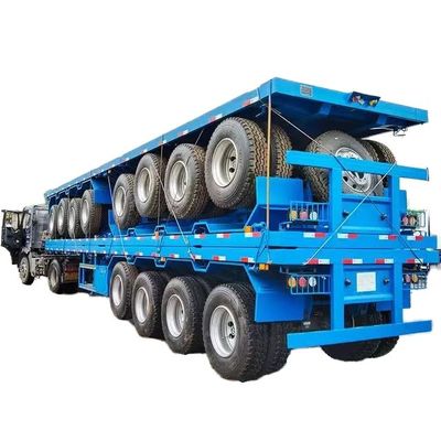Semi-remolque de cama plana de 40 a 60 toneladas com 3 eixos personalizáveis para transporte de contentores