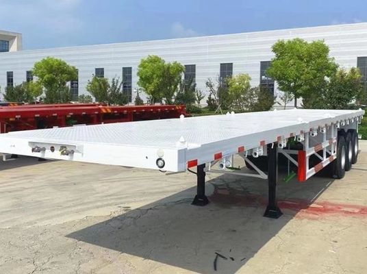 Semi-remolque de cama plana de 40 a 60 toneladas com 3 eixos personalizáveis para transporte de contentores
