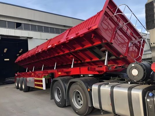 Semi-remolque de 3 eixos de queda lateral, despejo e descarga com trem de pouso de 28 toneladas e personalização