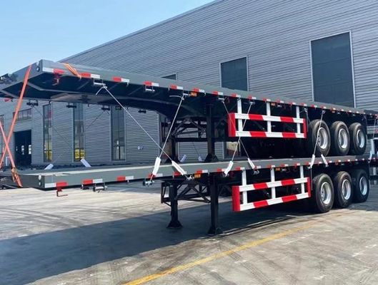 Carga máxima de Wosheng 30000 kg 3 eixo 4 eixo Container de aço cama plana semi-reboque
