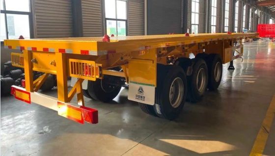 Carga máxima de Wosheng 30000 kg 3 eixo 4 eixo Container de aço cama plana semi-reboque