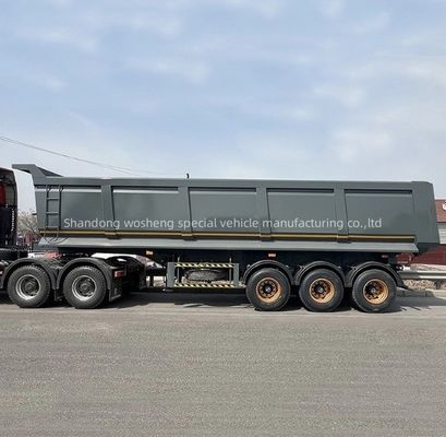 Transporte de grãos de areia, pedras de areia, semi-reboque traseiro para ShanDong WS 3 eixos 20-100Tons