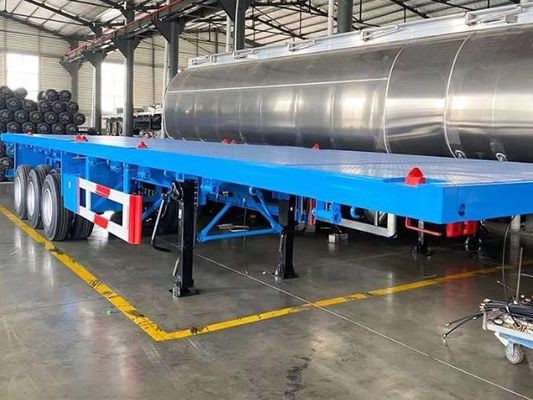 Carga máxima de Wosheng 30000 kg 3 eixo 4 eixo Container de aço cama plana semi-reboque