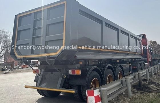 Transporte de grãos de areia, pedras de areia, semi-reboque traseiro para ShanDong WS 3 eixos 20-100Tons