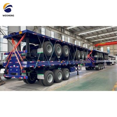 Transporte de contêineres de 40 pés 3 eixos Semi-remolque de piso com 13 toneladas eixos de aço material