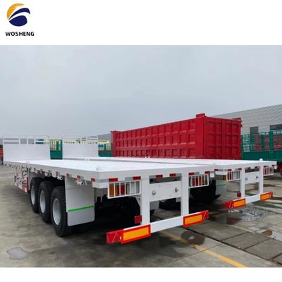 Transporte de contêineres de 40 pés 3 eixos Semi-remolque de piso com 13 toneladas eixos de aço material