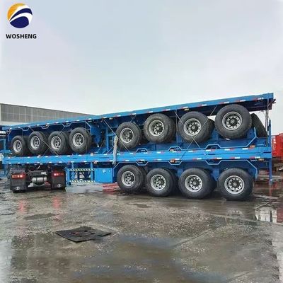 Semi-reboque de banco plano 3 eixos 4 eixos 20FT 40FT para transporte seguro e suave de contentores