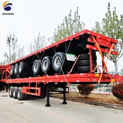 Semi-reboque de banco plano 3 eixos 4 eixos 20FT 40FT para transporte seguro e suave de contentores