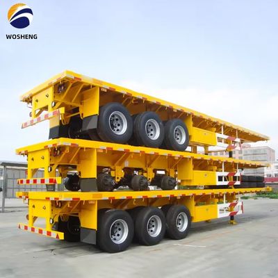Semi-reboque de banco plano 3 eixos 4 eixos 20FT 40FT para transporte seguro e suave de contentores