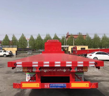 Reboque de caminhão 3 eixos Semi-reboque de banco plano com pneus 12.00R22.5 e alta capacidade de carga