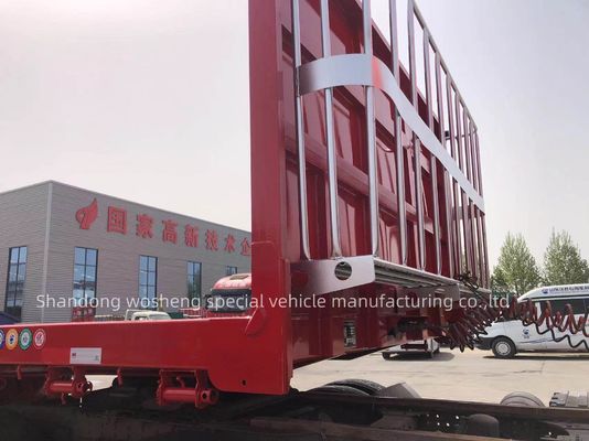 Reboque de caminhão 3 eixos Semi-reboque de banco plano com pneus 12.00R22.5 e alta capacidade de carga