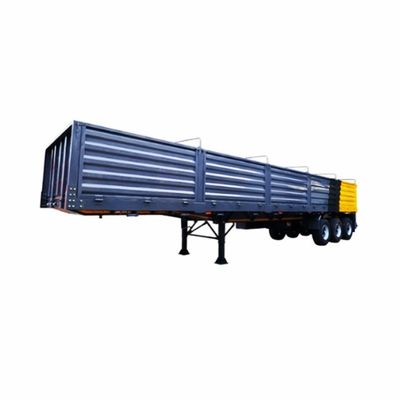 Semi-reboque para transporte de mercadorias a granel com parede lateral alta e vários eixos na parede lateral de queda