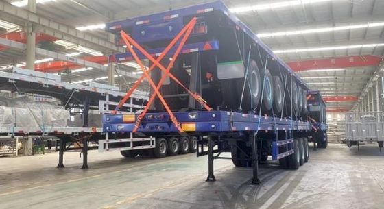 Reboque de caminhão para transporte de contentores de tamanho personalizado 2 3 4 eixo semi-reboque de banco plano