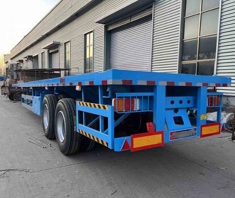 Wosheng semi-reboque 2/3 eixos reboque de caminhão de contêineres de piso plano com pneus 12.00R22.5
