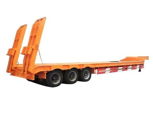 Wosheng 4 eixos chassi de contentor de leito baixo semi-reboque para transporte de equipamentos pesados