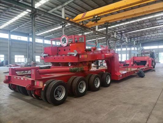 Wosheng 4 eixos chassi de contentor de leito baixo semi-reboque para transporte de equipamentos pesados