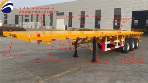 Container de transporte de carga com 12 conjuntos de travões e 0 toneladas de carga útil máxima