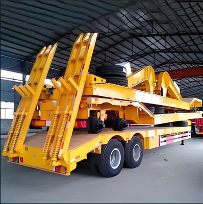 30-100 Tons Direção Extensível Drop Flat Truck Trailer com pneus personalizados 12R22.5