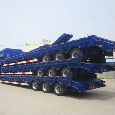 3/4 eixo 40-100 toneladas pescoço de ganso Lowboy cama baixa caminhão semi-reboque para de Wosheng