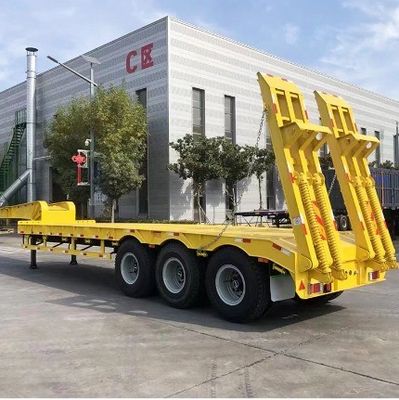 3/4 eixo 40-100 toneladas pescoço de ganso Lowboy cama baixa caminhão semi-reboque para de Wosheng