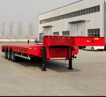 Wosheng 3 eixos 50-100 toneladas Low Boy Low Bed Truck Semi-trailer com 13000x3000x3300