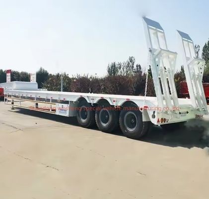 12 rodas Container de cama baixa Chassis Carregador Semi-remolque com Q345B / T700 aço viga principal