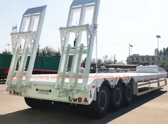 12 rodas Container de cama baixa Chassis Carregador Semi-remolque com Q345B / T700 aço viga principal