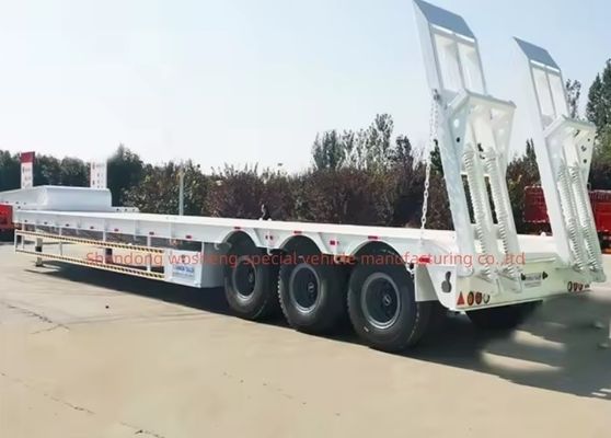 12 rodas Container de cama baixa Chassis Carregador Semi-remolque com Q345B / T700 aço viga principal