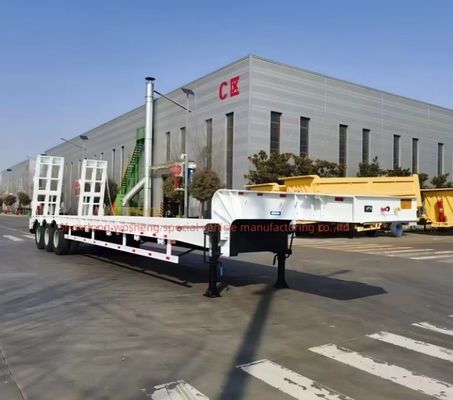 Container de cama baixa Carregador de chassi Lowboy Semi-trailer para transporte de carga pesada