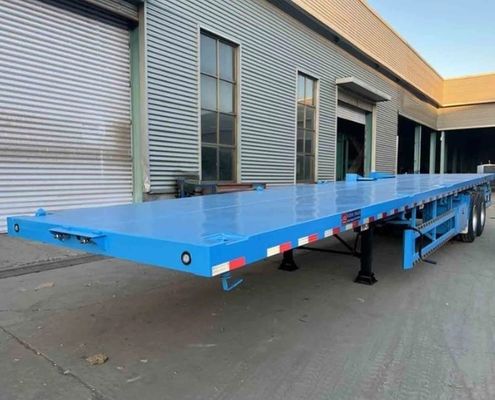 Cores azuis 3 eixos 20 40 45 pés Container de deck plano Semi-remolque com personalização