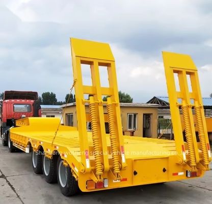 Wosheng 3 eixos 12 rodas amarelo de cama baixa de cama baixa Container chassi carregador semi-reboque