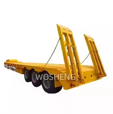 Wosheng 3 eixos 12 rodas amarelo de cama baixa de cama baixa Container chassi carregador semi-reboque