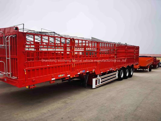 Suspensão mecânica Wosheng 3 eixo vedação estaca de aço Semi-remolque parede lateral vedação caminhões reboques