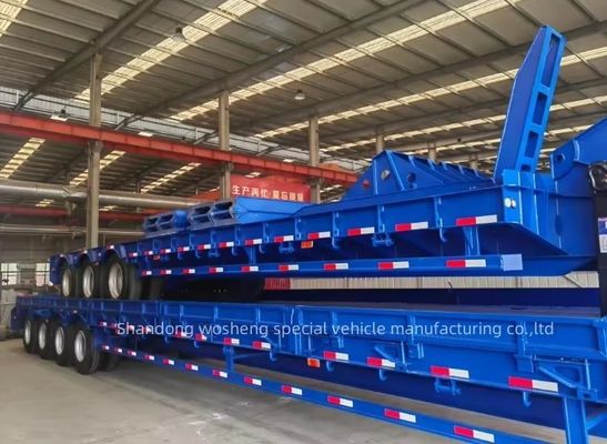 Wosheng 3 eixos 12 rodas Container de cama baixa Chassis Semi-remolque 12500x2500x1100mm