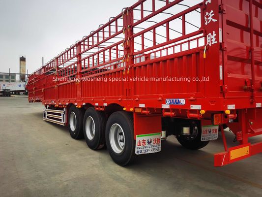 Suspensão mecânica Wosheng 3 eixo vedação estaca de aço Semi-remolque parede lateral vedação caminhões reboques
