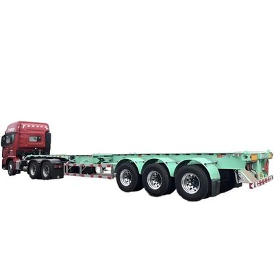 Capacidade máxima 60T 40FT Container Steel Truck Trailer 3 Axle Skeleton Semi-Trailer